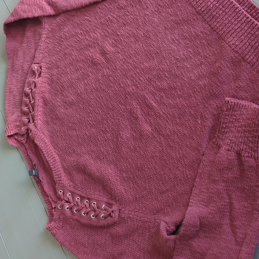 Express Women's Crew Neck Pink/Mauve/ Rose Tie Details Sweater Small S - Picture 2 of 6